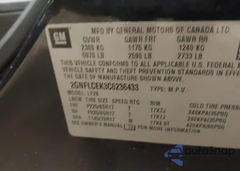 2012 Chevrolet Equinox Ls z USA, uszkodzony, nr VIN 2GNFLCEK3C6236433